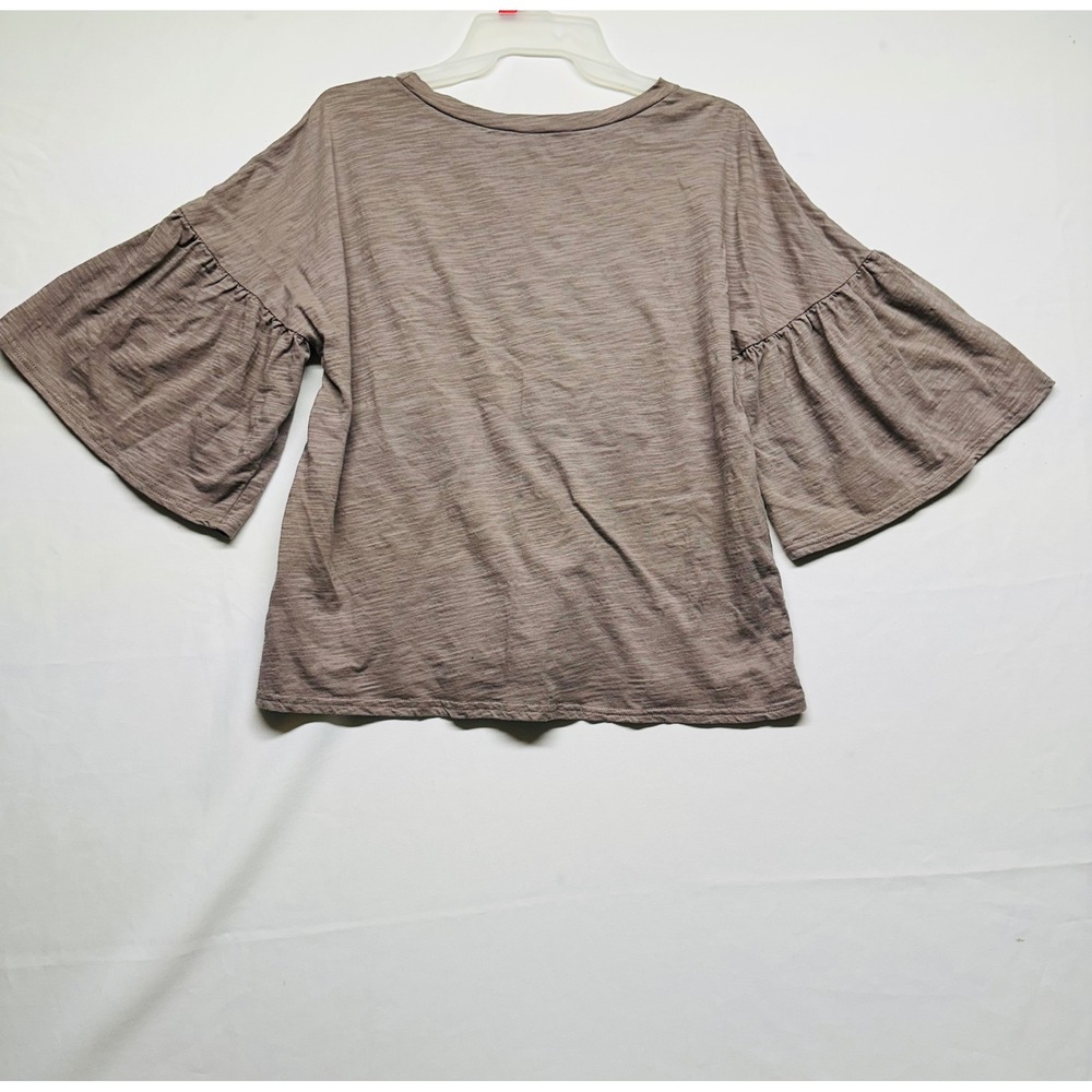 Very j 100% Cotton Blouse Boho Athleisure Slub Knit Bell Sleeves Womens Medium - Picture 6 of 7